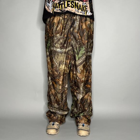 Vintage 90s Advantage Sweatpants Mens L Baggy Wide Leg Hunting Camo Woodland - Picture 2 of 4